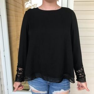 Black lace sleeve blouse